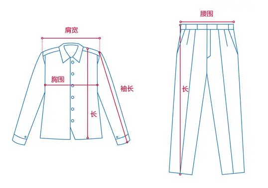 定做工作服測量展示圖，短袖工作服定做，冬季工作服定做