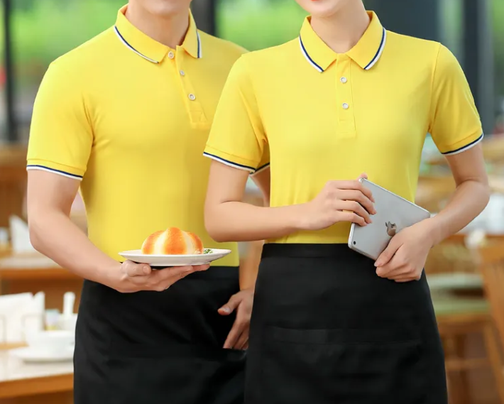黃色酒店職業(yè)裝展示，酒店服務(wù)員制服